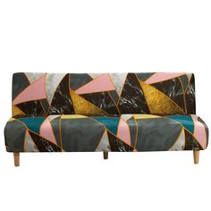 a couch with an abstract design on it