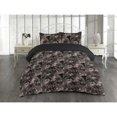 a black and white floral comforter set