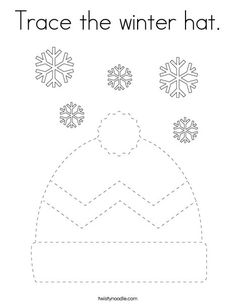 trace the winter hat worksheet