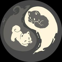 an image of two animals that are in the shape of yin