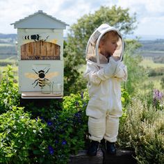 Painted Bee Hives, Backyard Beehive, Flow Hive, Beekeeping Suit, Bee Suit, Beekeeping For Beginners, Toddler Suits, Bee Colony, Bee Boxes