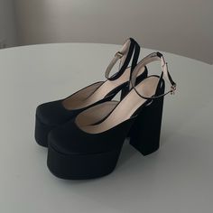 Chic, Sexy, Never Worn Platforms. Actually Very Comfortable. Chunky Platform Heels For Night Out, Fitted Chunky Platform Heels For Night Out, Chic Chunky Platform Heels For Night Out, Chic Chunky Platform Heels, Chic Fitted Chunky Platform Heels, Aqua Heels, Purple Pumps, Velvet Sandals, Pointy Heels