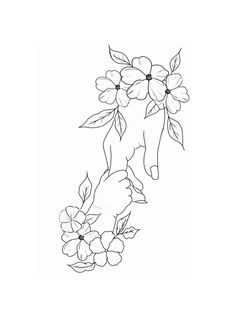 a line drawing of flowers on a white background