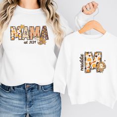 These adorable personalized matching mommy and me sweatshirts are perfect for Fall! Available in multiple sizes and shirt styles to fit toddlers, babies, and of course mom! The sweatshirts, t-shirts, and baby bodysuits are all made of soft, high-quality fabric to keep everyone comfy and cozy this fall! How to Order Your Matching Shirts: 1) Select the Size from the dropdown menu. Select the design choice, either "Mama" or "Child." Type your personalization in the box. Click "Add to Cart". 2) Go b Toddler Thanksgiving Shirt, Toddler Thanksgiving, Kids Thanksgiving, Mama And Mini, Personalized Matches, Family Shirts Matching, Thanksgiving Kids, Thanksgiving Shirt, Toddler Hoodie