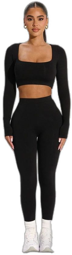 Fitted Cropped Activewear For Fall, Trendy Fitted Crop Top With Thumbholes, Fitted Seamless Cropped Bottoms, Athleisure Cropped Stretch Bottoms, Cropped Stretch Athleisure Bottoms, Cropped Stretch Bottoms For Athleisure, Stretch Cropped Bottoms For Athleisure, Long Sleeve Compression Unitard With Thumbholes, Compression Long Sleeve Unitard With Thumbholes