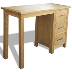 a wooden desk with three drawers on each side and one drawer at the top that is open