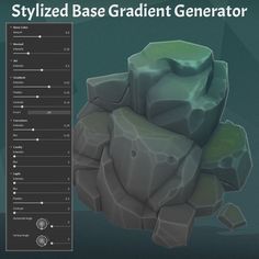 an animated rock is shown with text that reads, styleized base grader generator