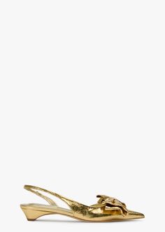 Gold Wedding Shoes Low Heel, Gold Kitten Heels, Gold Wedding Shoes, Thigh High Boots Flat, Clothes Wishlist, Embellished Heels, Metallic Shoes, Bridal Heels, Tony Bianco