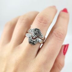 Angel & Devil Ring Stack – Xanne Fran Studios Symbolic Sterling Silver Stackable Rings, Angel Head Ring, Rings With Angel Wings, Devil Ring, Angel Gold Rings, Angel Layered Necklace, Vintage Hand-cast Skull Ring For Gift, Angel Devil, Sterling Silver Stacking Rings