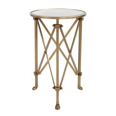 a gold metal and glass side table