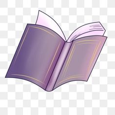 an open purple book on a white background