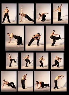 a series of photos showing the different poses of a man