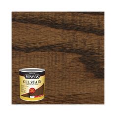 a can of minway gel stain on a wooden surface