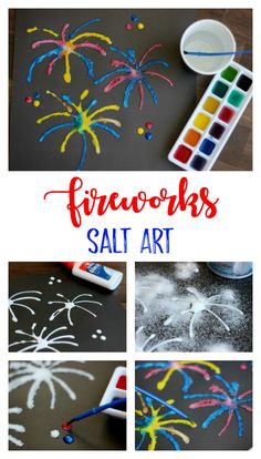 fireworks salt art project for kids to do with the firecrackers and paint