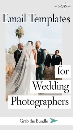 the front cover of email templates for wedding photographers