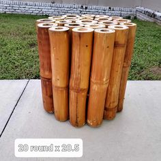 several bamboo poles stacked on top of each other