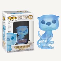 the pop vinyl figure is blue and has an adorable cat on it's chest