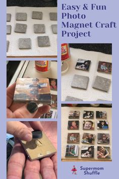 the instructions for how to make an easy and fun photo magnet craft project with pictures