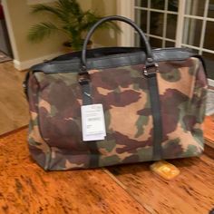 Madison Heritage Nwt Camouflage Suede And Leather Unisex Bag Detachable Strap 15 Inches Wide By 11 Tall Camouflage Casual Travel Bag, Rectangular Camouflage Bag For Everyday Use, Camouflage Travel Bag With Adjustable Strap, Rectangular Camouflage Travel Bag, Camo Purse, Tory Burch Handbags, Backpack Brands, Bag Light, Satchel Purse