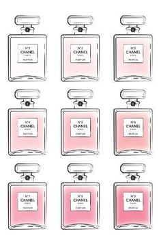 chanel no 5 perfume bottles in pink and white with the words chanel written on them