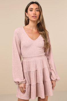 Adorable Option Heather Blush Long Sleeve Mini Sweater Dress Skater Sweater, Fall Addition, Sweater Mini Dress, Blush Dress, Mini Sweater, Skater Style, Blush Dresses, Long Balloons, Style Skirt