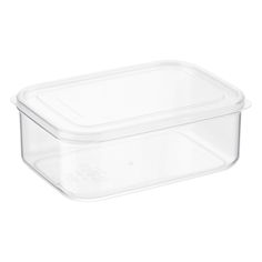 plastic food container with lid on white background