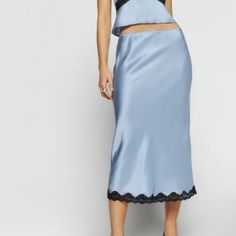 Gust Of Wind, Charmeuse Fabric, Midi Length Skirts, Denim Midi Skirt, Linen Skirt, Lace Hem, Silk Charmeuse, Tennis Dress, Flowy Skirt