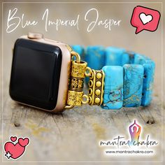 Blue Imperial Jasper Apple Watch Bracelet Evil Eye Apple Watch Band, Apple Watch Bracelet, Watch Bracelets, Apple Watch Bracelets, Crystal Power, Imperial Jasper, Watch Bracelet, Customer Loyalty, Chakra Stones