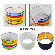 four different colors of round lampshade