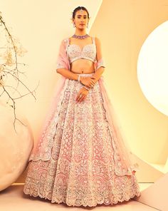 Carnation Pink Mirror Lehenga Mirror Lehenga, Garba Outfit, Carnation Pink