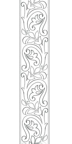 an ornate design with swirls and leaves on the bottom half of it, in black and white