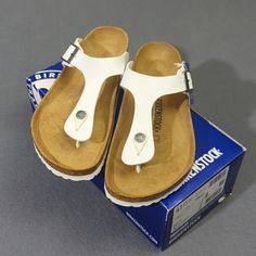 Birkenstock Sandals Eu 41 Women's 10 White Gizeh Bs Regular Fit Nwt Size: 41 Women's: 10 Men's: 8 New In Box Offers Welcome! White Leather Footbed Flip Flops For Summer, White Leather Footbed Open-toe Flip Flops, White Leather Flip Flops For Summer, White Toe Post Sandals With Textured Footbed, White Textured Toe Post Sandals, White Sandals With Cork-bed Midsoles And Adjustable Fit, White Adjustable Cork-bed Sandals, White Adjustable Sandals With Ortholite Insole, White Toe Post Sandals With Cushioned Footbed