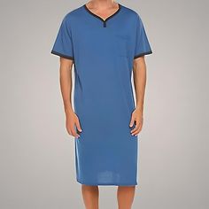 Season:Fall,Spring; Fabric:Polyester; Sleeve Length:Short Sleeve; Gender:Men's; Quantity:1 PCS; Nightwear Style:Loungewear,Pajamas,Sleepwear,Nightshirt,Sleep Shirt; Style:Soft,Fashion,Comfort; Elasticity:Micro-elastic; Occasion:Bed,Home; Age Group:Adults; Function:Breathable; Pattern:Pure Color; Design:Basic; Neckline:V Wire; Listing Date:09/01/2022; Length:; Bust:; Sleeve Length: Blue Cotton Sleepwear For Home, Blue Cotton Sleepwear, Blue V-neck Sleepwear For Home, Blue Summer Sleepwear For Home, Comfortable Blue Pajama Shorts For Relaxation, Blue Short Sleeve Sleepwear For Bedtime, Blue Cotton Short Sleeve Sleepwear, Blue Short Sleeve Sleepwear For Night, Blue Short Sleeve Nightgown For Sleep