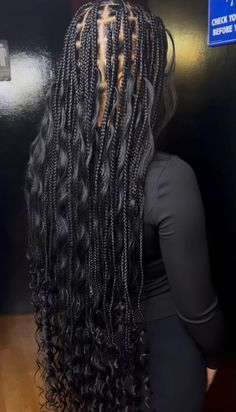 Large Knotless With Heart Part, Hair In Braids, Black Ponytail Hairstyles, Goddess Braids Hairstyles, Box Braids Hairstyles For Black Women