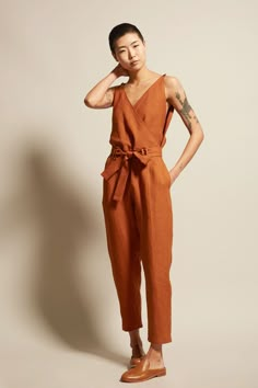 No.6 Taylor Jumpsuit in Sienna Linen Plus Size Overalls, Interlocking Design, Jumpsuit Casual, Jumpsuit Trousers, Casual Jumpsuit, Casual Design