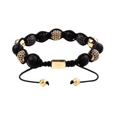 As Spotted on Leonardo DiCaprio! Expertly hand-crafted from high quality matte black beads and accented with our signature gold cz diamonds pave´ beads, this bracelet is an instant classic, stating you have arrived like no other accessory. This exclusive Forziani design was chosen by Leonardo DiCaprio. Matte Black Onyx is a great grounding stone. It is believed to help eliminate negative thinking and inspires inner strength and provides balance, clarity and focus in thoughts. Healing Powers - Go Luxury Adjustable Gemstone Beads Jewelry, Luxury Beaded Bracelets With Natural Stones, Luxury Gemstone Beaded Bracelets As Gift, Luxury Adjustable Beaded Bracelets With Round Beads, Luxury Black Bead Jewelry For Gift, Luxury Black Beads Jewelry For Gift, Luxury Beaded Bracelet For Gift, Luxury Beaded Bracelet Gift, Luxury Adjustable Bracelets