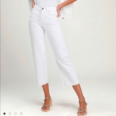 Nwt, Bought Them On Lulus But The Brand Is Pistol. Sturdy Denim, In Pistola's White Lies Wash, Shapes These Amazing Jeans With Five Pockets (With Light Distressing) And A High-Waisted Fit. Branded Top Button And Hidden Zip Fly Top Off The Wide Pant Legs. Raw, Cropped Hems Finish The Look! Unlined. 73% Cotton, 23% Rayon. 26 Inch From Inseam White High Rise Cropped Jeans For Work, Chic White Cropped Jeans For Fall, Classic White High Rise Cropped Jeans, White Jeans With Frayed Hem For Work, Casual White Cropped Jeans For Work, White Cropped Jeans With Frayed Hem For Fall, White Classic Cropped Denim Jeans, Classic White Mid-rise Cropped Jeans, White Lies