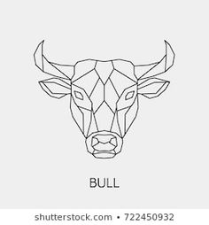 the head of a bull consisting of lines and polygonics on a white background