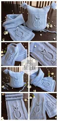 the instructions to knit an owl hat and mitts