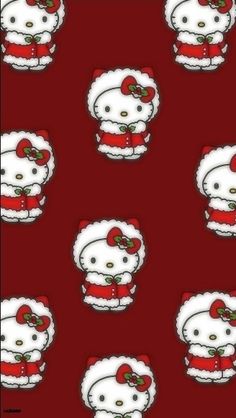 the hello kitty wallpaper is red and white