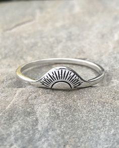 Sterling Silver Sunrise Ring | The Life Divine Known for its radiance, The Sun is a masculine symbol which represents energy and vitality. Sun face measures 1/4"H Spiritual Sun And Moon Design Promise Ring, Spiritual Nickel-free Rings For Everyday, Adjustable Symbolic Hypoallergenic Rings, Sunrise Ring, Sunset Ring, Sun Jewelry, Beach Rings, Ring Inspo, Sun Face