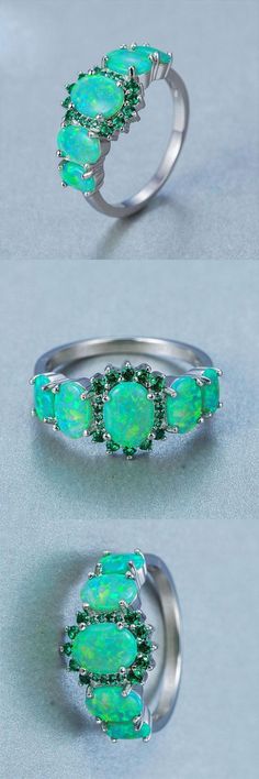 The Green  Fire Opal Ring  #jewelry #rings #gifts #bohemian #gypsy #unique #gifts Green Opal Ring As A Gift, Green Opal Ring Gift, Green Opal Ring For Anniversary, Anniversary Green Opal Ring, Green Opal Ring With Accent Stones As Gift, Green Opal Ring With Accent Stones For Gift, Green Oval Opal Ring For Promise, Green Opal Ring For May Birthstone Gift, Green Oval Opal Promise Ring