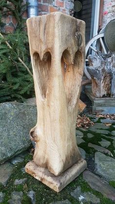 a piece of wood that has been carved to look like a tree stump