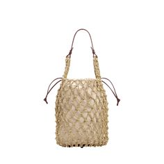 Bottega Veneta "Salina" top handle bag in leather and cotton canvas  Detachable interior drawstring canvas pouch Open top Strap, approx. 11" drop  Approx. 7.9"W x 12.6"H Made in Italy Macrame Top, Canvas Pouch, Open Top, Handle Bag, Bottega Veneta, Top Handle, Cotton Canvas, Macrame, Top Handle Bag