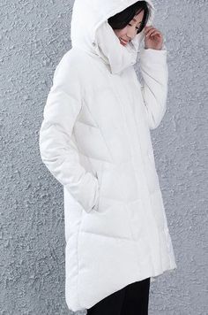 A-line Women Winter Duck Down Jackets Hooded Short Front Women Long Down Coat Plus Size   handmade any size up to 50 colors custom down coat #women clothing #downcoatwomen#loosedowncoat#blackcoat#plussizecoat Long Black Puffer Coat, Nature Fabric, Autumn Outwear, 40 Fashion Women, Coat Plus Size, Long Down Coat, Black Puffer Coat, Organic Nature, Long Puffer Coat