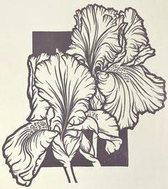 a black and white drawing of a flower