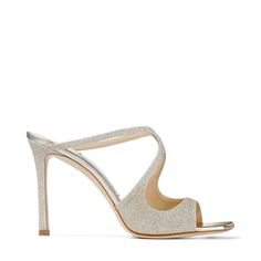 Silver Strappy Sandals, Jimmy Choo Bing, Perfect Wedding Shoes, Mules Sandals, Glitter Sandals, Wedding Shoes Heels, Satin Pumps, Strappy Sandals Heels, Modern Square