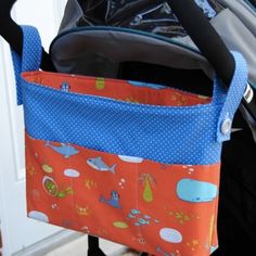 a close up of a bag on a stroller