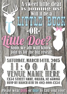 Country Deer Gender Reveal Invitation (Digital File) Baby Announcement With Sibling, Deer Gender, Country Gender Reveal, Buck Or Doe Gender Reveal, Pregnant Announcement, Simple Gender Reveal, Auntie Baby, Pregnancy Gender, Gender Party