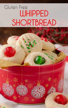 gluten free unripped shortbread cookies in a red tin